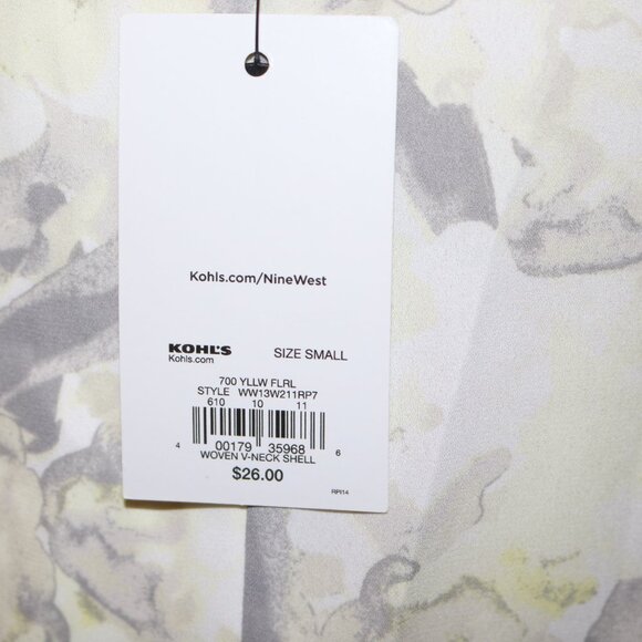 Nine West yellow floral dressy tank top NWT size small - Picture 6 of 9